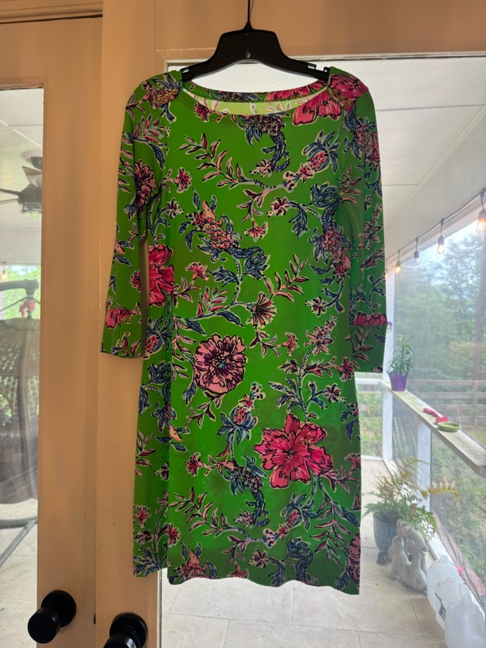 Lilly Pulitzer Green Floral Shift Dress - Pink & Blue Bloom